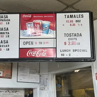 a menu for a mexican restaurant