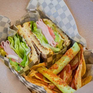 Our famous tortas with a side of Mexican chips