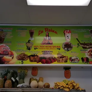 the menu of the restaurant