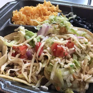 Chicken chipotle and steak taco