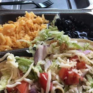 Taco special with rice and beans
