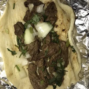 Damn good beef fajita taco!