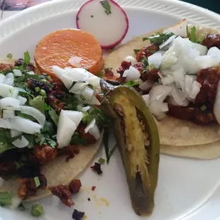 Taco y pastor and chorizo