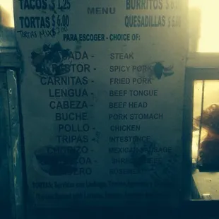 menu