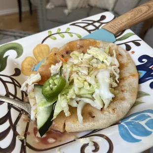 Pupusa de chicharron y queso! Delish!