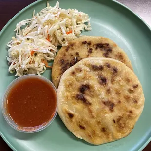 Pupusas Revueltas with curtido &amp; salsa.