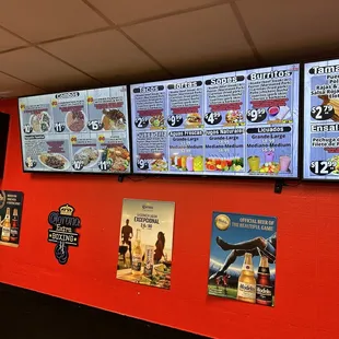 menus on the wall