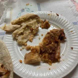 Supposed to be Chicken no chicken and very salty pork tamale