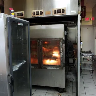 a large oven in a commercial kitchen