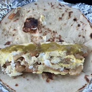 Delicious potato and egg taco.