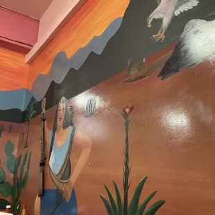 a mural in a mexican restaurant