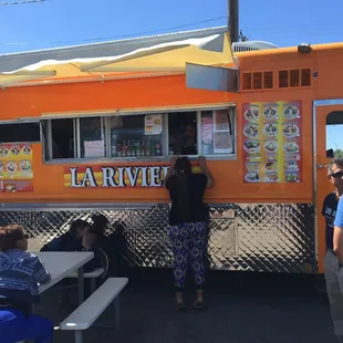 Bright yellow food truck