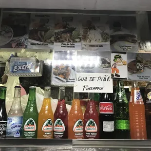a display of various beverages