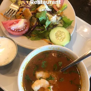 Soup &amp; side salad from the lunch menu.