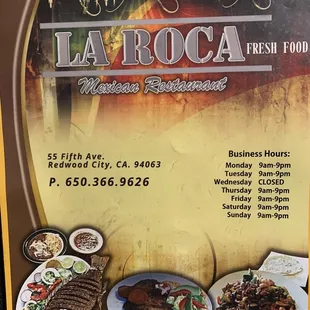 Cover of menu