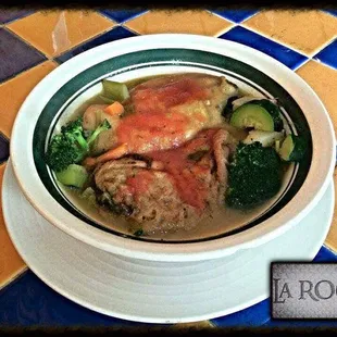 Chile relleno en caldo! Chile relleno en caldo con camaron!