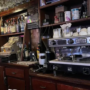 a coffee machine in a coffee shop