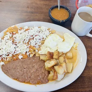 Chilaquiles Rojos De Queso Mozzarella and Queso Fresco Mexicano