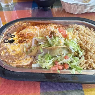 2. Ground Beef Taco, Cheese Enchilada Combo Dinner