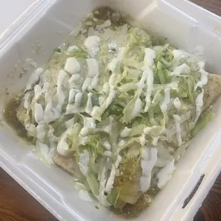 Enchiladas with green sauce