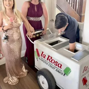My guest enjoying La Rosa Ice cream fruit bars.