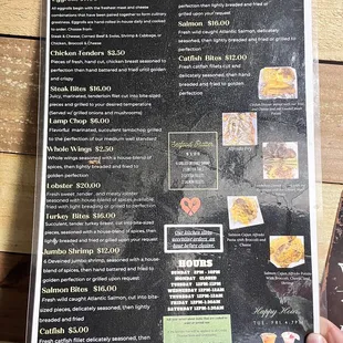 menu and prices