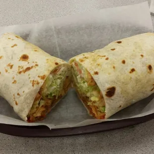 Tasty chicken burrito here!