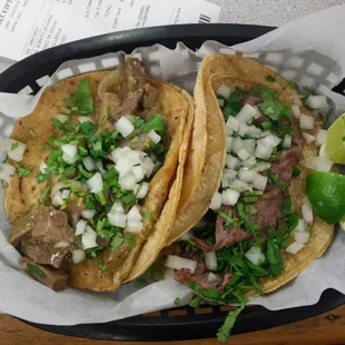 Tongue and cecina taco.