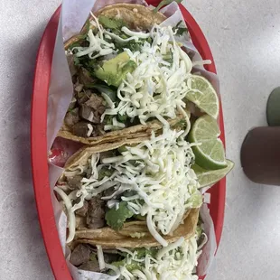 Lengua Taco x3 with avocado and cheese