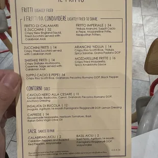 menu
