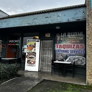the front of the restaurant