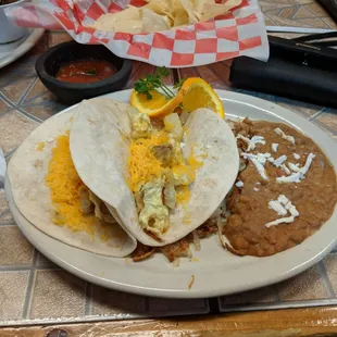 Potato, egg and cheese breakfast tacos