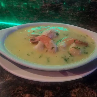 Shrimp in garlic sauce. Delicious.