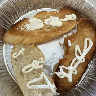 Bruschetta with drizzle of ricotta cheese?