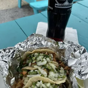 3 Tacos: Carne Asada, Chicken &amp; Shrimp. Delicious!