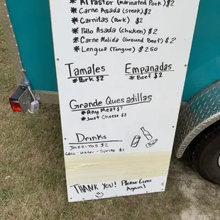 Menu board