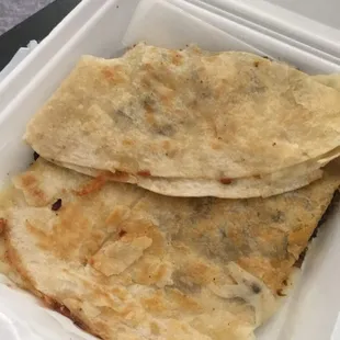 Carne asada quesadilla ! So bomb they are very generous with the cheeses and meat on it