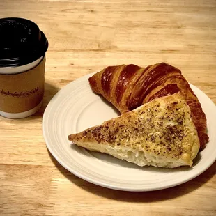 Amazing hot chocolate, flakey croissant and sourdough Zatar scone