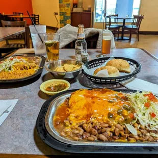 Combo plate #1 on the left and shredded beef burrito (Christmas) to the right