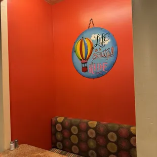 a hot air balloon painted on the wall