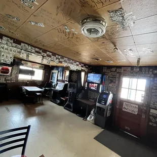 graffiti on the ceiling and walls