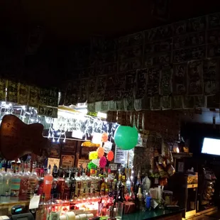 Dollar bills line everything.