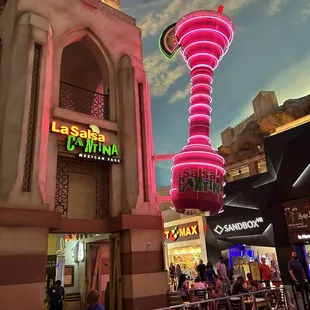 outside entrance. They spent all the money in this huge margaritas neon-Invest in the actual FOOD quality/taste instead.