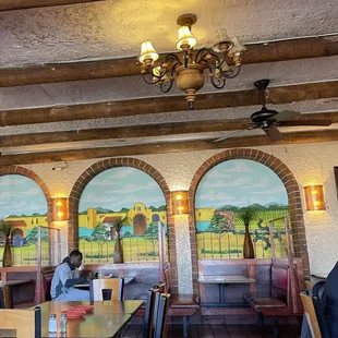 The fresco on the wall is really pretty.