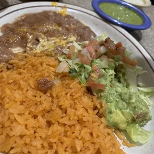 Rice, Beans and guac/lettuce that came with fajitas