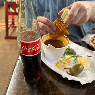 Coke and Tacos de Birria
