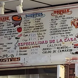 a menu for a mexican restaurant