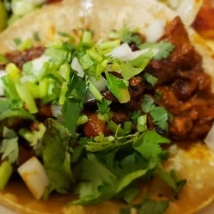 Moist seasoned pork in the pork taco