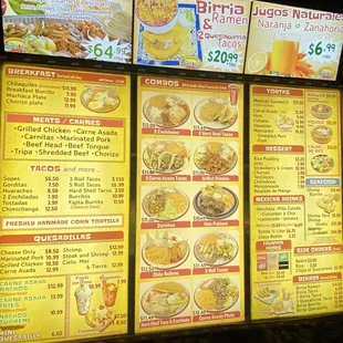 menus and prices