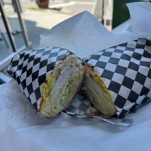 a sandwich cut in half